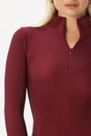 Lithe Vucuda Oturan Yarım Fermuarlı Fitilli Bordo Bluz