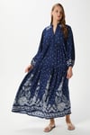 Modest Kadın Alice %100 Viskon Lacivert Beyaz Maksi Boy Uzun Elbise