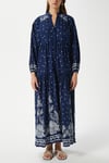 Modest Kadın Alice %100 Viskon Lacivert Beyaz Maksi Boy Uzun Elbise
