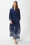 Modest Kadın Alice %100 Viskon Lacivert Beyaz Maksi Boy Uzun Elbise