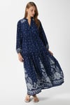 Modest Kadın Alice %100 Viskon Lacivert Beyaz Maksi Boy Uzun Elbise