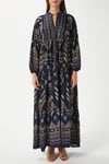 Modest Shine Lacivert Gold Kadın %100 Viskon Maksi Boy Uzun Yazlık Elbise