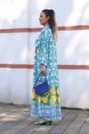 Prive Kadın %100 Pamuk Yeşil Mavi Limon Desen Tunik Elbise