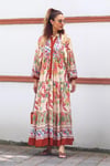 Prive Kadın Bordo Krem Katleya Uzun Elbise