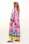 Prive Kadın Farm Pembe %100 Viskon Bisiklet Yaka Önden Yarım Düğmeli Katlı Maksi Boy Uzun Yazlık Elbise