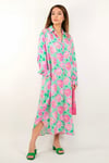 Prive Spring Yırtmaçlı Önden Düğmeli %100 Viskon Uzun Kimono Elbise