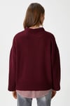 Ritnice Pntrst Bordo Bisiklet Yaka Oversize Triko Kazak