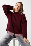 Ritnice Pntrst Bordo Bisiklet Yaka Oversize Triko Kazak