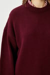 Ritnice Pntrst Bordo Bisiklet Yaka Oversize Triko Kazak