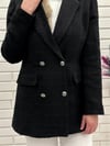 Siyah Bayan  Blazer Ceket, Kruvaze Kapama Ceket, 4664