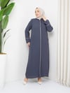 Günay Karaca Büyük Beden Yazlık Taşlı Kadın Ferace Abaya 4670-3