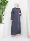 Günay Karaca Büyük Beden Yazlık Taşlı Kadın Ferace Abaya 4670-3