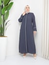 Günay Karaca Büyük Beden Yazlık Taşlı Kadın Ferace Abaya 4670-3