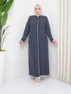 Günay Karaca Büyük Beden Yazlık Taşlı Kadın Ferace Abaya 4670-3