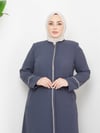 Günay Karaca Büyük Beden Yazlık Taşlı Kadın Ferace Abaya 4670-3