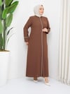Günay Karaca Büyük Beden Yazlık Taşlı Kadın Ferace Abaya 4670-3