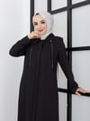 Günay Karaca Büyük Beden Soft Krep Yazlık Ferace-Pardesü Yakası Zincirli 2205