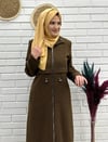 Günay Karaca Kışlık  Yünlü Kaşe Kumaş Bayan Pardesü, Tesettür Kışlık Pardesü  4046-1
