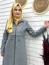 Günay Karaca Kışlık  Yünlü Kaşe Kumaş Bayan Pardesü, Tesettür Kışlık Pardesü  4046-1