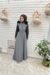 Kapüşonlu Deri Detaylı  Kışlık Kaşe Pardesü, 