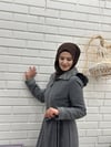 Kapüşonlu Ekose Desen Detaylı Kışlık Kaşe Pardesü  