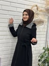 Kapüşonlu Ekose Desen Detaylı Kışlık Kaşe Pardesü  