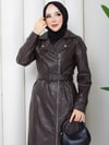 Doque Kadın Kışlık Deri Kaban Fermuarlı Suni Deri Spor Genç Model 54009 Kahve