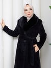 Doque Kadın Kışlık Kürk Kaban Yakası Kürklü 57041 Siyah