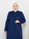 Büyük Beden Desenli  Anne Kışlık  Kaşe Pardesü 4670