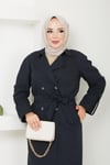 Günay Karaca Tesettür Mevsimlik Kışlık Kadın Trençkot İçi Kürklü Astarlı 20245