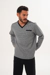 8018 ÇİTLİ DESEN V YAKA PİJAMA TK.