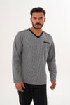 8018 ÇİTLİ DESEN V YAKA PİJAMA TK.