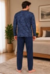 Erkek Batik Desen Sıfır Yaka Lacivert Pijama Takımı 8202