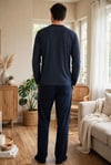 Erkek Bölme Desenli Patlı Lacivert Pijama Takımı 8203