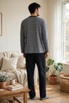 Erkek Çitli Desen Patlı Gri Pijama Takımı 8206