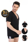 Erkek Derin V Yaka Siyah T-shirt 3'lü Ekonomik Paket 936
