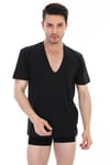 Erkek Derin V Yaka Siyah T-shirt 3'lü Ekonomik Paket 936