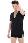 Erkek Derin V Yaka Siyah T-shirt 6'lı Ekonomik Paket 936