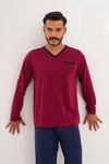 Erkek Düz Yaka Bordo Pijama Takımı 8001