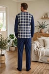 Erkek Ekose Arkası Düz Patlı Lacivert Pijama Takımı 8219