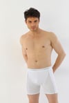 Erkek Elastanlı Biyeli Beyaz Uzun Boxer 855