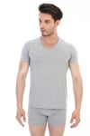 Erkek Elastanlı V Yaka Gri T-shirt 956