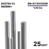 25 Adet 6x57 KH100SR h6 Kesilmiş Dolu Karbür Çubuk