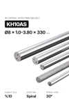 8x1.0-3.80x330 KH10AS h6 İki Spiral Delikli Karbür Çubuk 30°