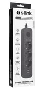 S-link SPG03U  5V2.4A 1.5m 3x1.00mm 100 yüzde  Bakır 750 Joule 3 lü Anahtarlı Akım Korumalı Siyah Priz