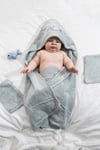 Bambu Balık Nakışlı Bebek Havlu Kundak Ve Kese Seti  BEBEK MAVİSİ