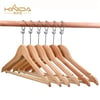 12 Adet Otel Tipi Elbise Askısı Ahşap Otel Elbise Askısı Vernikli Metal Halkalı 43 cm