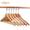 12 Adet Otel Tipi Elbise Askısı Ahşap Otel Elbise Askısı Vernikli Metal Halkalı 43 cm