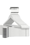 24 Adet Ahşap Gelinlik Askısı Beyaz Abiye Askısı Metalik Kanca 43 cm