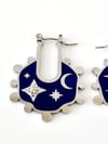 Çelik Silver Lacivert Gece Model Küpe